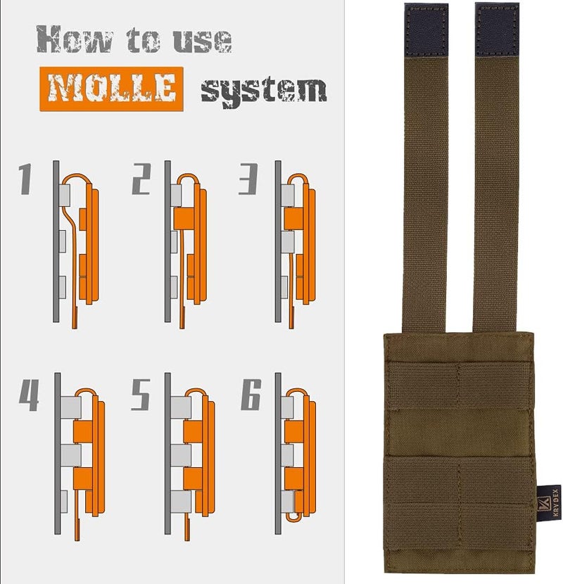 KRYDEX Molle 5.56mm Single/Double/Triple Magazine Pouch Speed Mag Pouches for .223 5.56 Magazine - Image 4